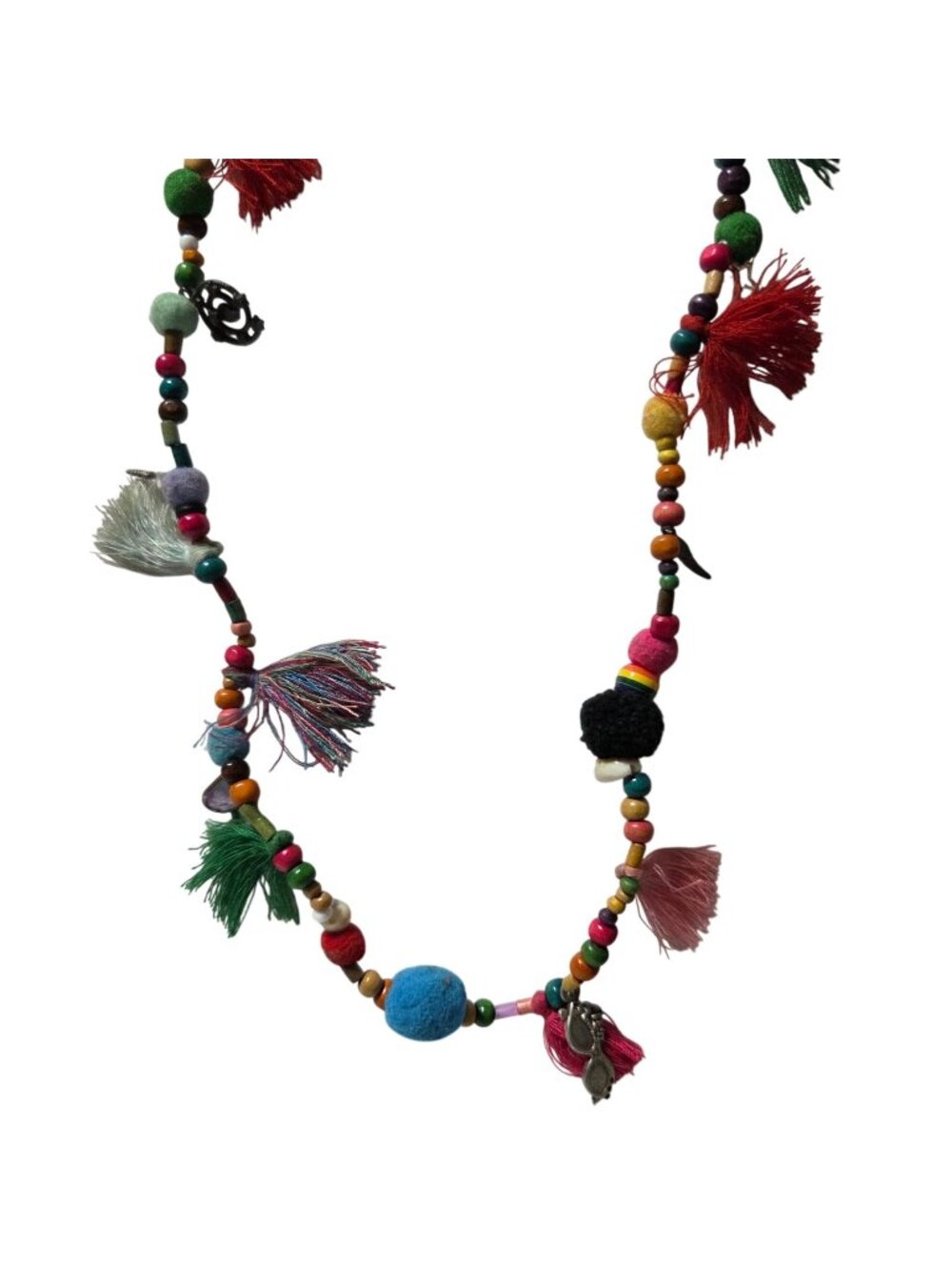 Boho Beaded Necklace Tassels Charms Lightweight Handmade Fashion Jewelry Women